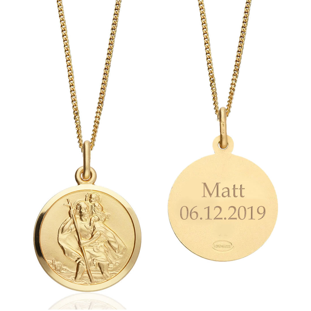 Men's 9ct Gold Personalised St Christopher Pendant