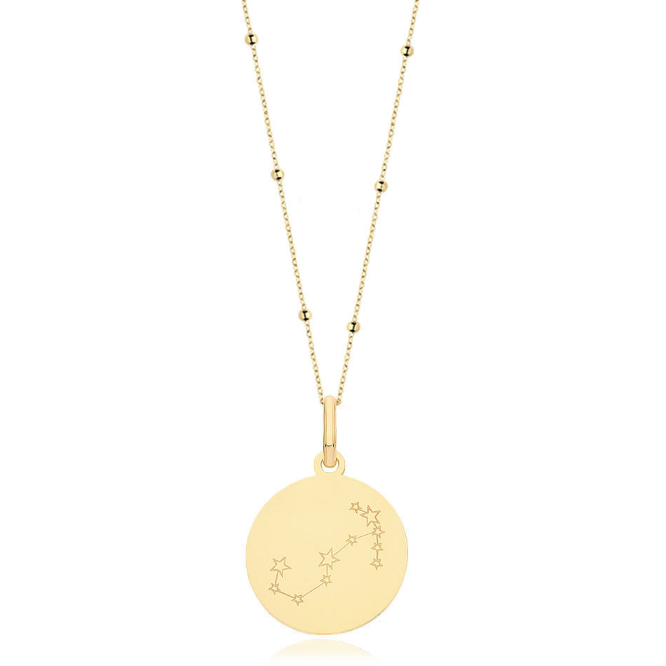 9ct Gold Scorpio Zodiac Constellation Disc Necklace
