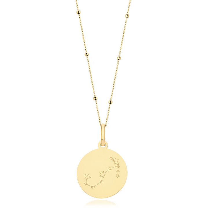 9ct Gold Scorpio Zodiac Constellation Disc Necklace