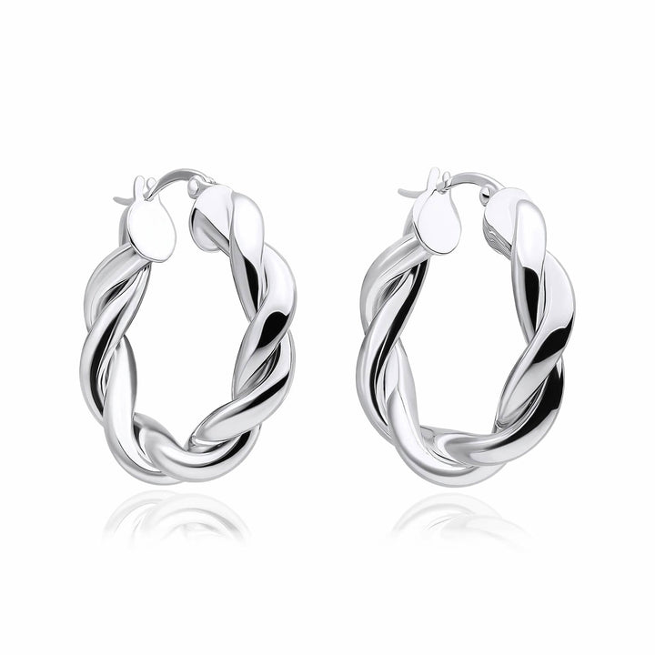 Silver Rope Twist Hoop Earrings