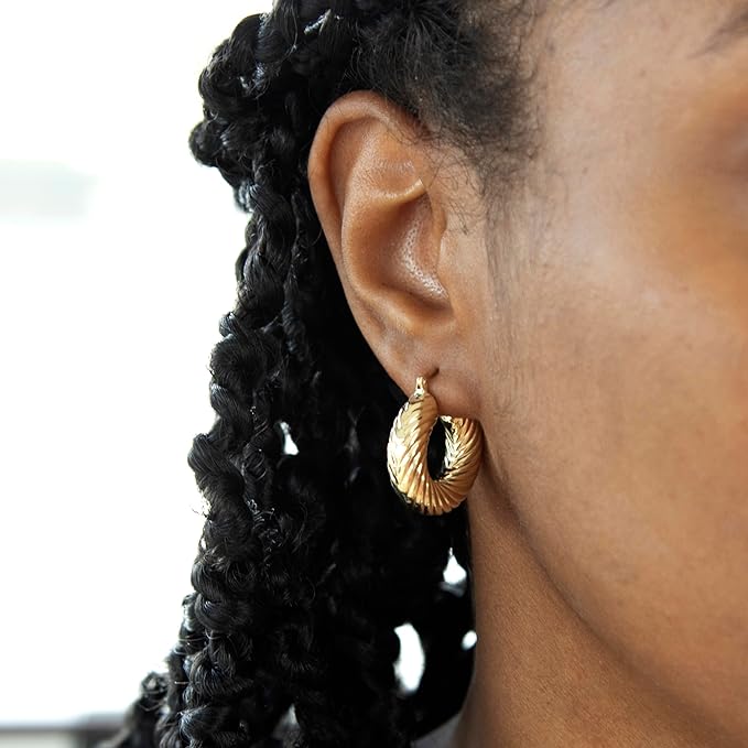 9ct Gold Chunky Twist Hoop Earrings
