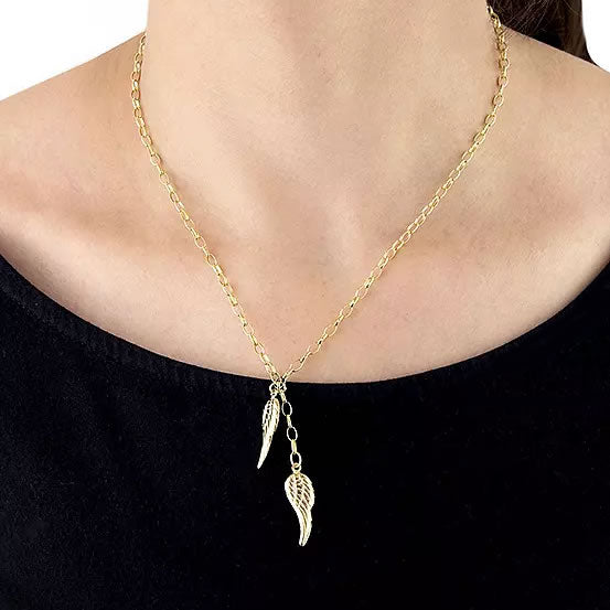 9ct Gold Angel Wings Y-Drop Necklace