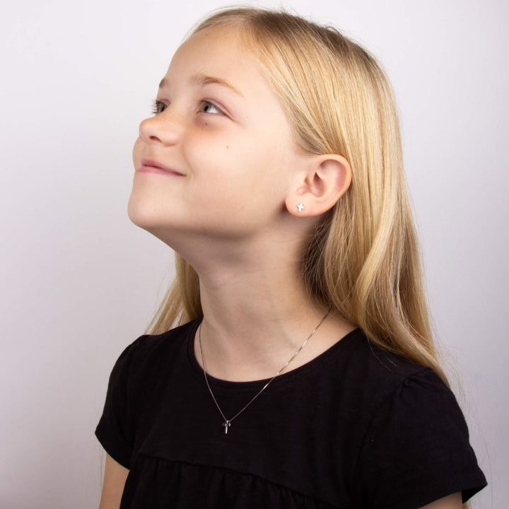 Children's 9ct White Gold Diamond Cross Pendant