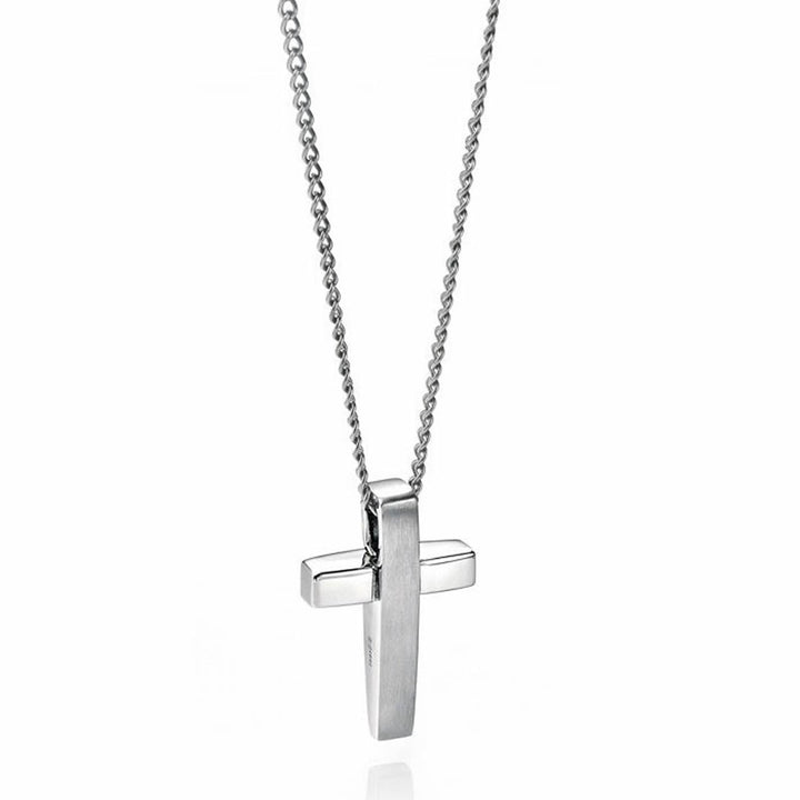 Men's Satin & Polished Texture Cross Pendant Necklace