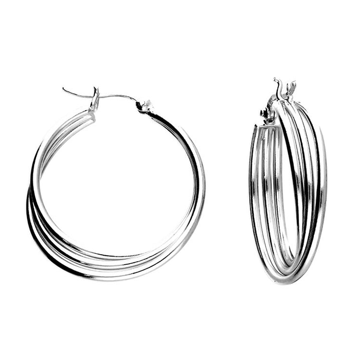 Sterling Silver Triple Hoop Earrings