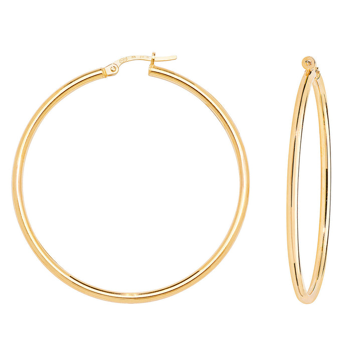 9ct Gold Classic Hoop Earrings 40mm