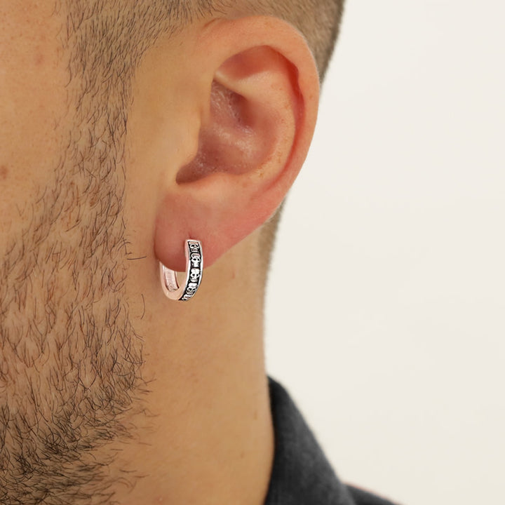 Men's Silver Skull Hoop Earrings