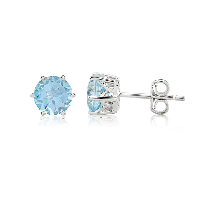 9ct White Gold 3.00ct Blue Topaz Stud Earrings