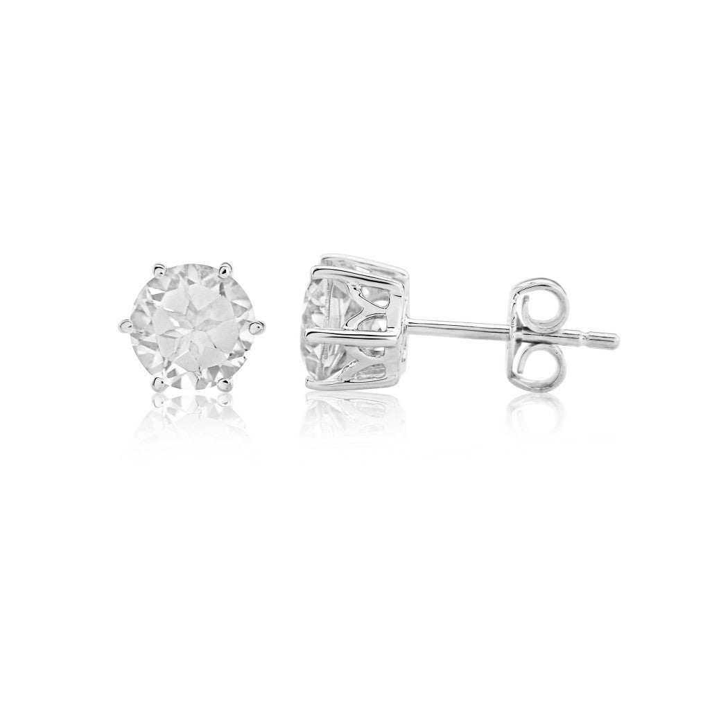 9ct White Gold Rock Crystal Stud Earrings