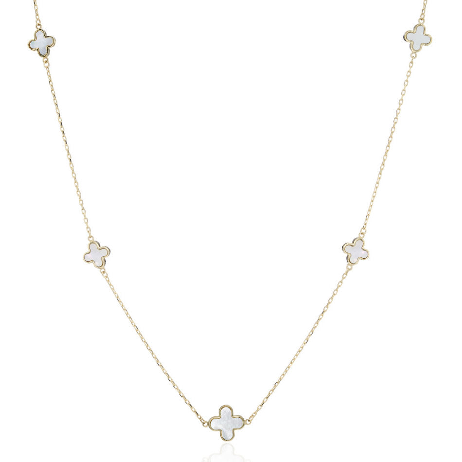 9ct Gold Mother of Pearl Four Leaf Clover Necklace – Bijou Jewellery