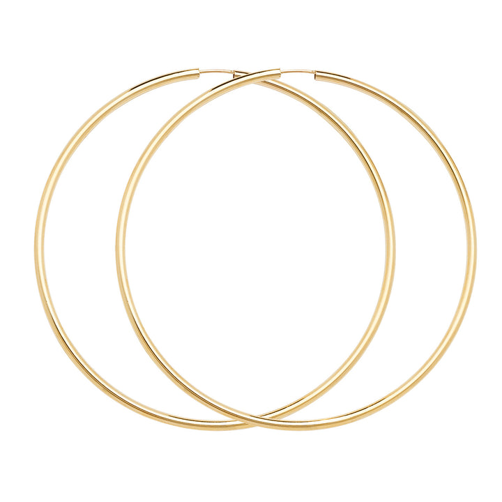 9ct Gold Extra Large Sleeper Hoop Earrings 65mm