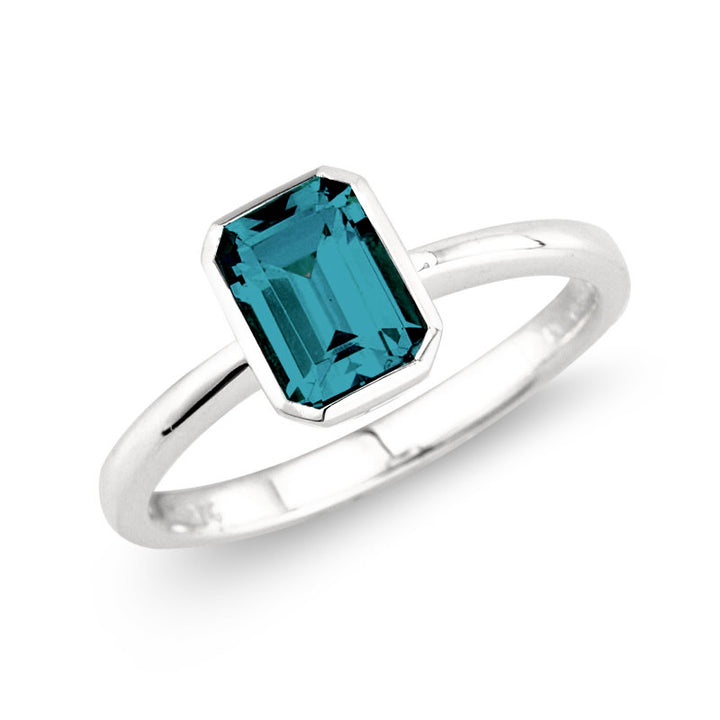 9ct White Gold Octagonal London Blue Topaz Ring