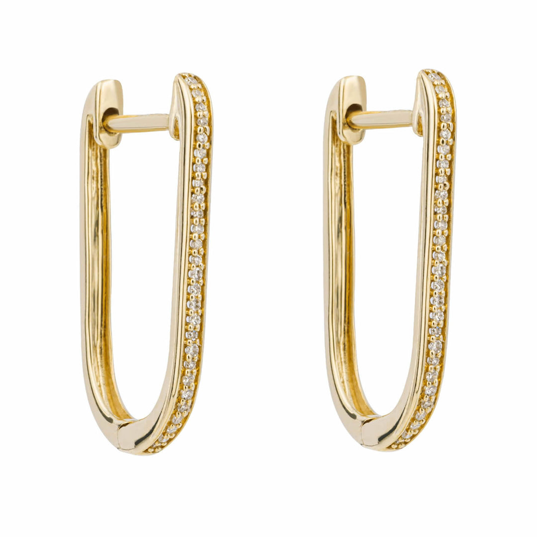 9ct Gold Diamond U Shape Hoop Earrings
