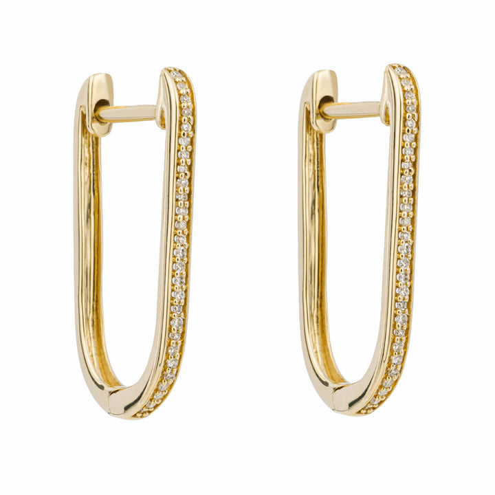 9ct Gold Diamond U Shape Hoop Earrings