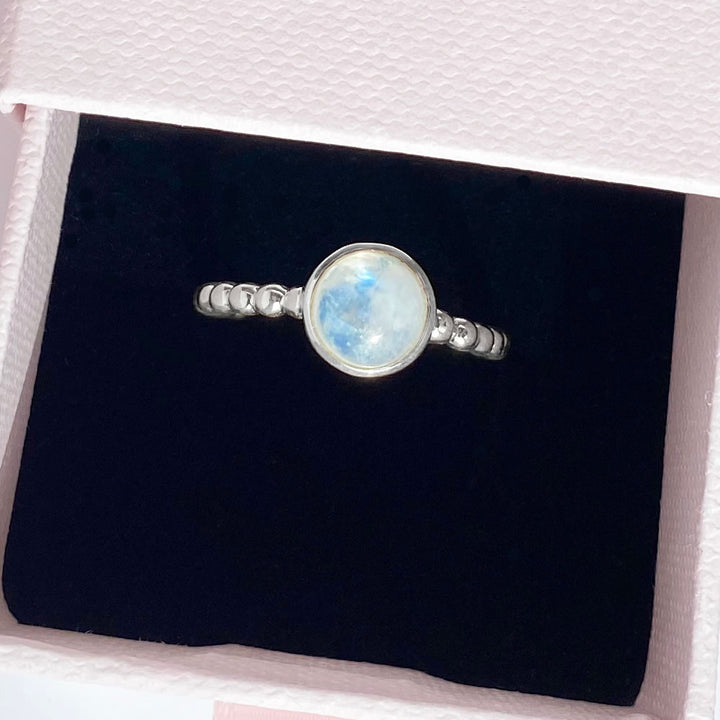 Sterling Silver Moonstone Bobble Ring