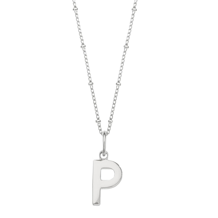 Sterling Silver Initial P Pendant & Bead Chain