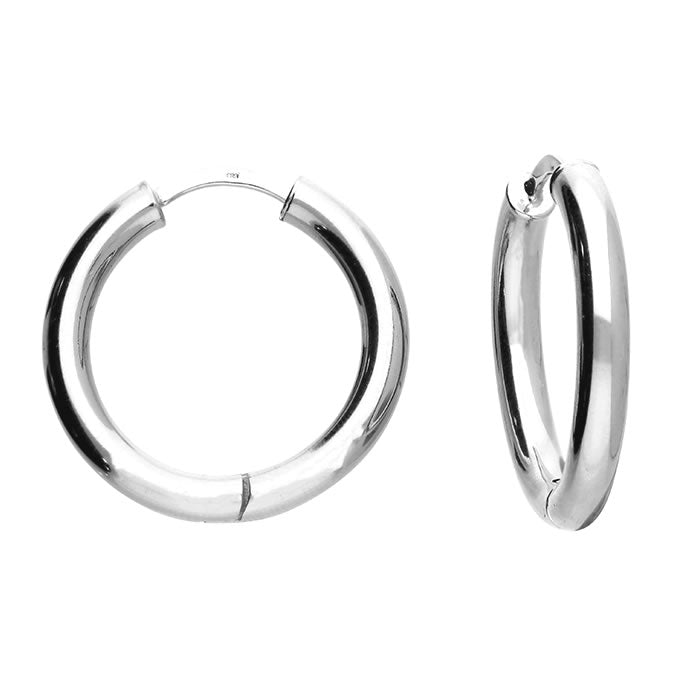 Silver Thick Hinged Hoop Earrings