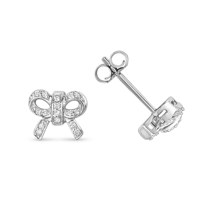 9ct White Gold Diamond Bow Stud Earrings