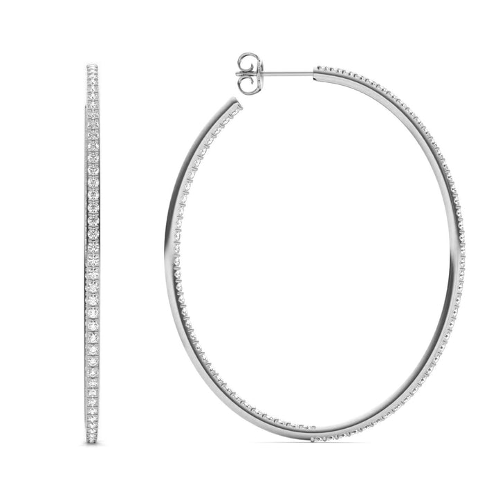Silver Large Pave Cubic Zirconia Hoop Earrings