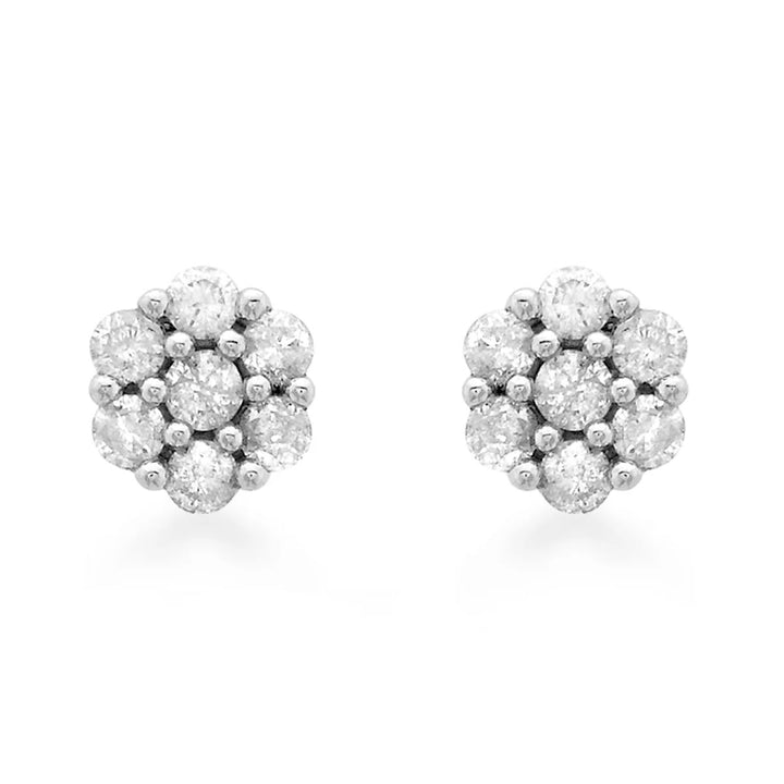 9ct White Gold 0.25ct Diamond Cluster Stud Earrings