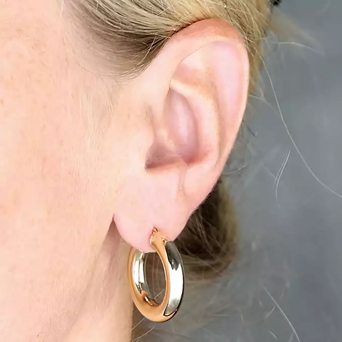18ct Gold Plated Thick Hoop Earrings