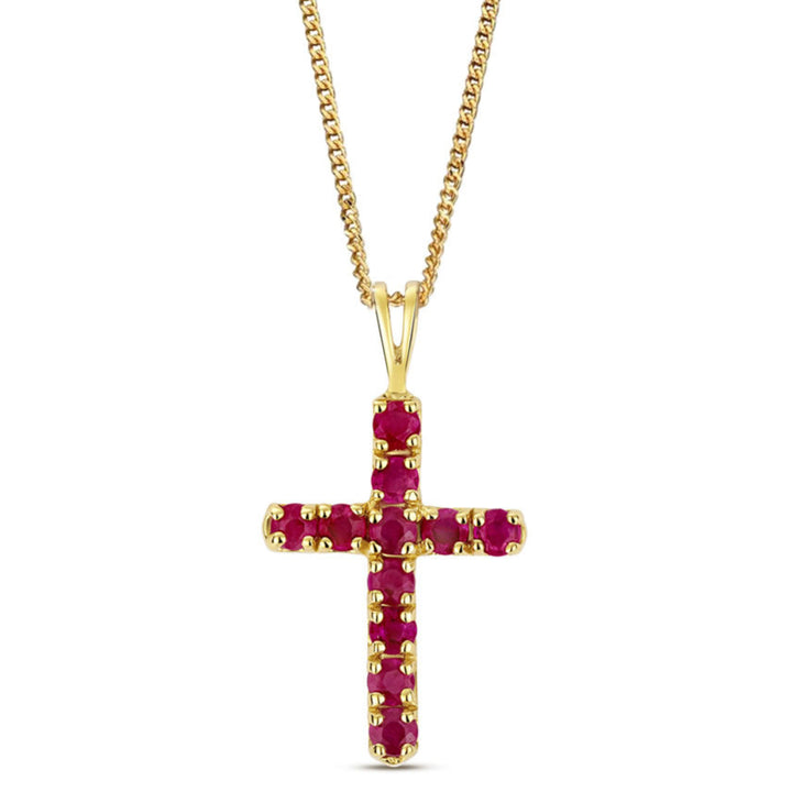9ct Gold Ruby Cross Pendant