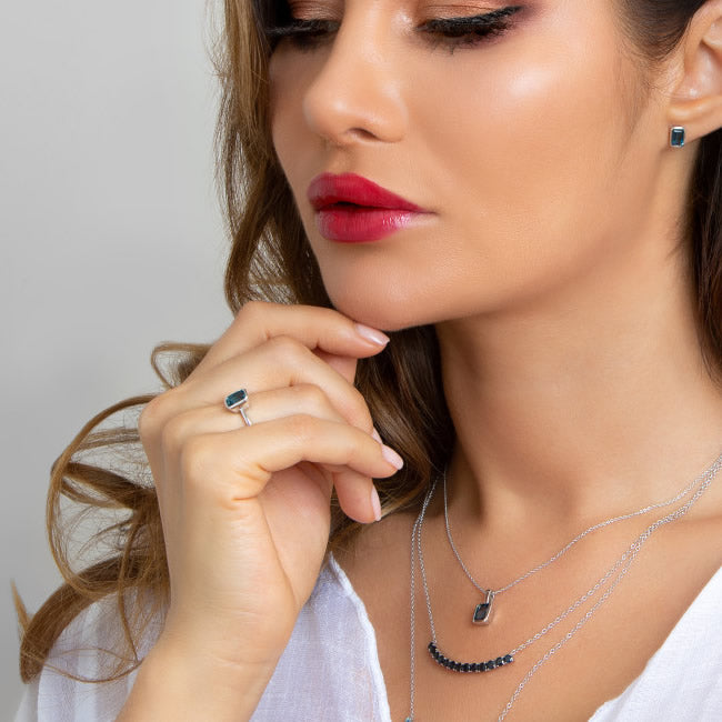 9ct White Gold Octagonal London Blue Topaz Ring