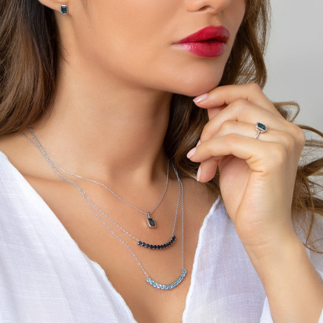 9ct White Gold Octagonal London Blue Topaz Pendant