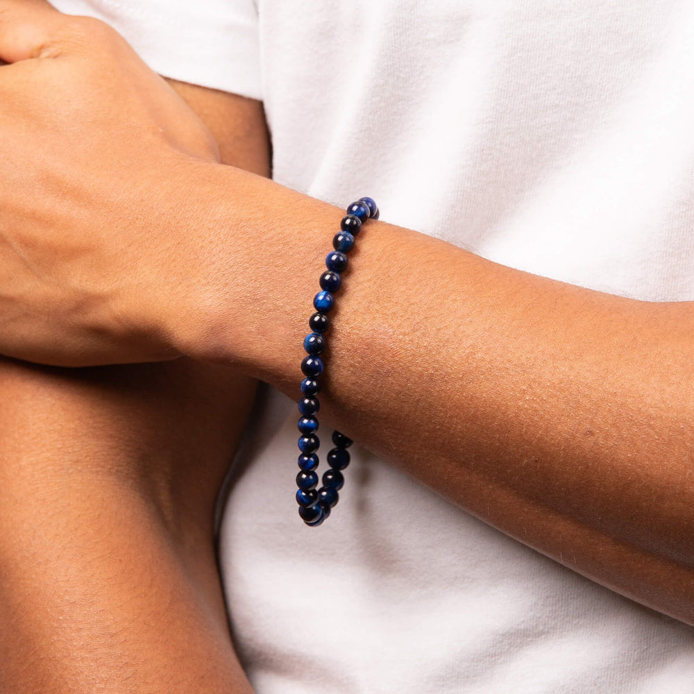Men's Blue Tigers Eye Healing Bead Bracelet