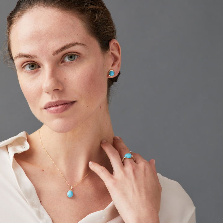 9ct Gold Turquoise Stud Earrings