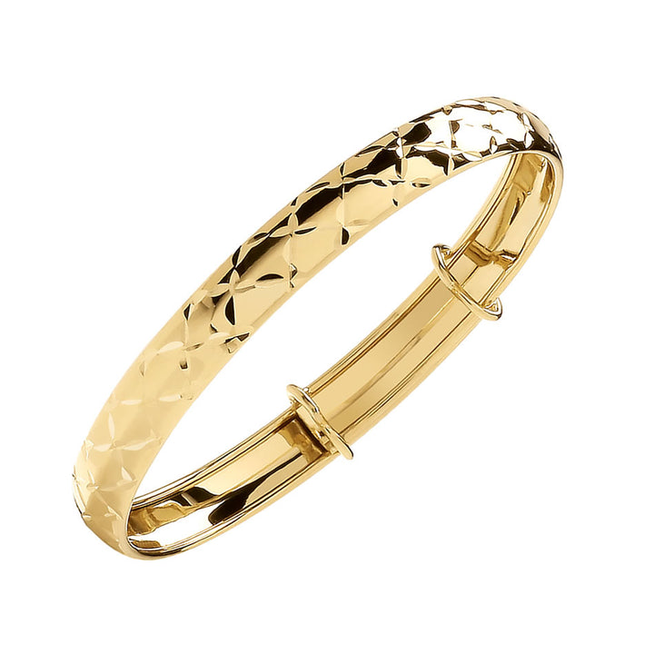9ct Gold Diamond-Cut Expandable Baby Bangle