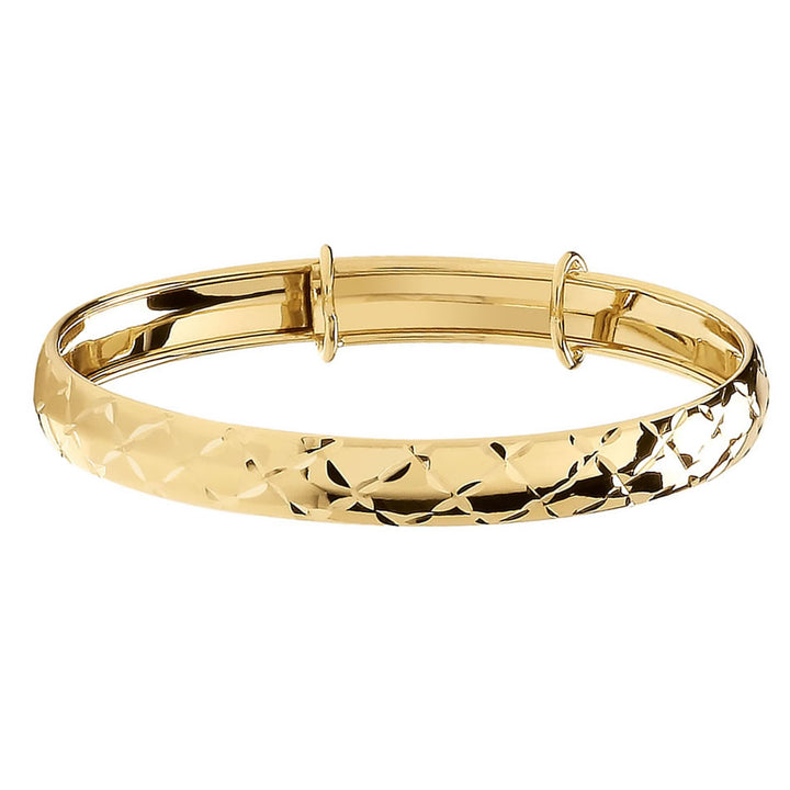 9ct Gold Diamond-Cut Expandable Baby Bangle
