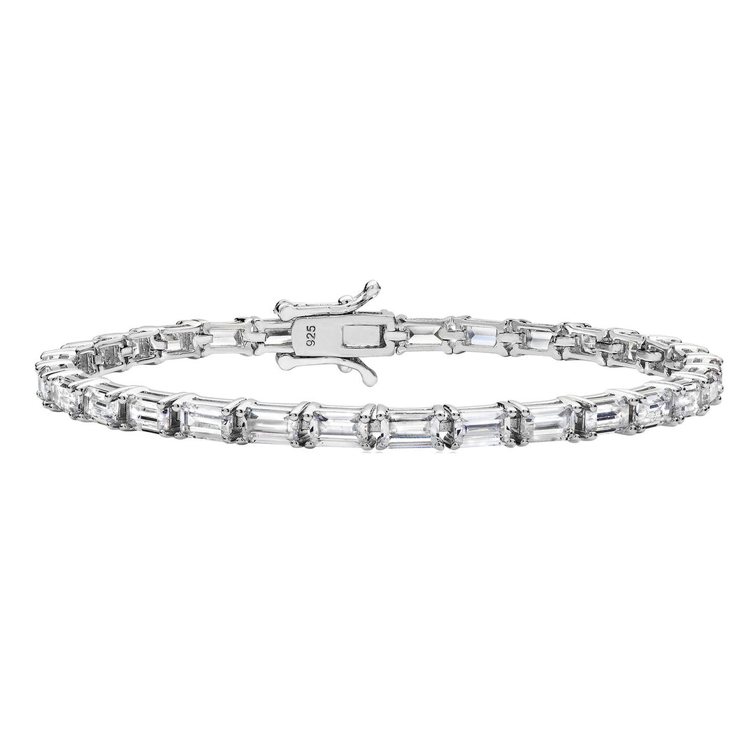 Luminous Silver Baguette-Cut Cubic Zirconia Bracelet