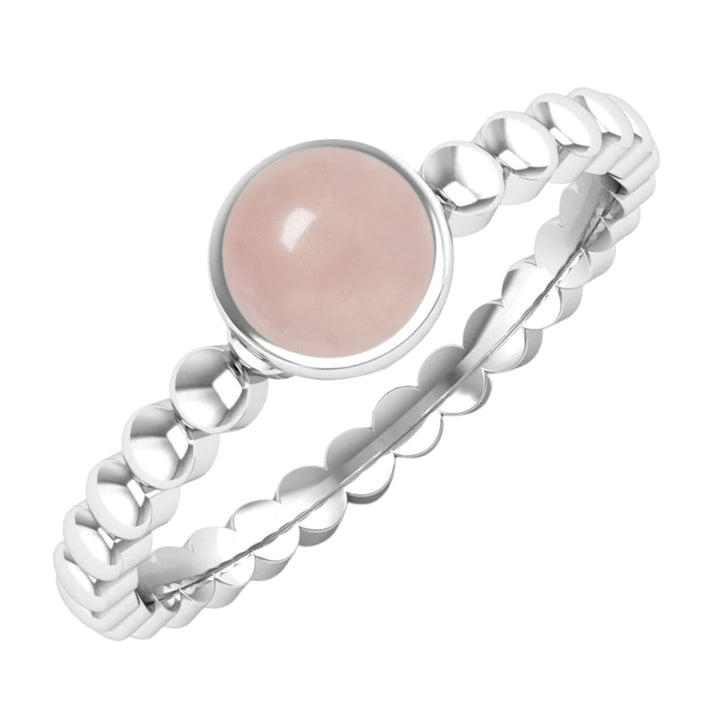 Sterling Silver Rose Quartz Bobble Ring