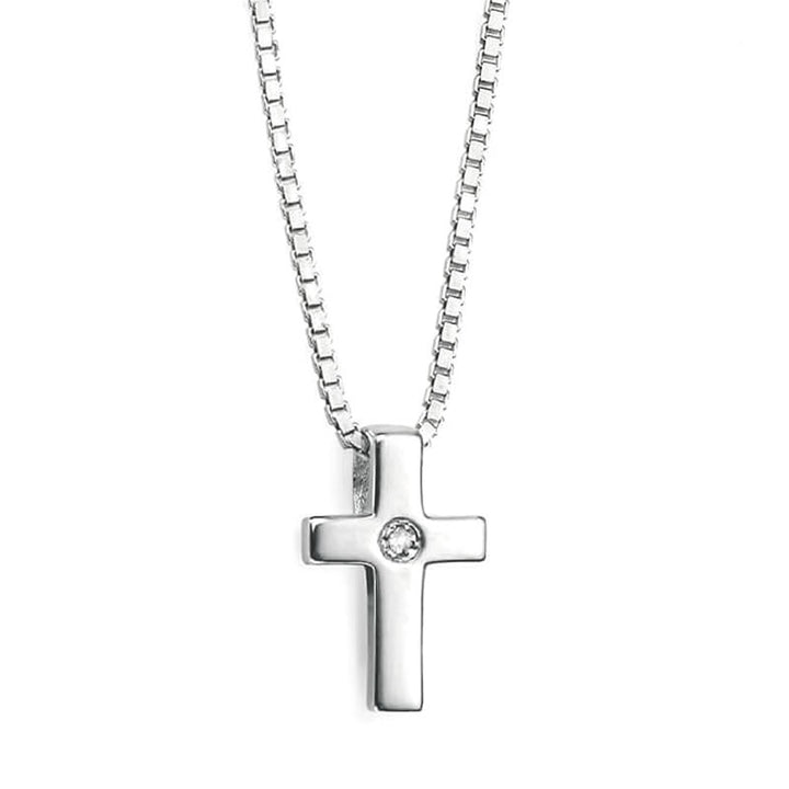 Children's 9ct White Gold Diamond Cross Pendant