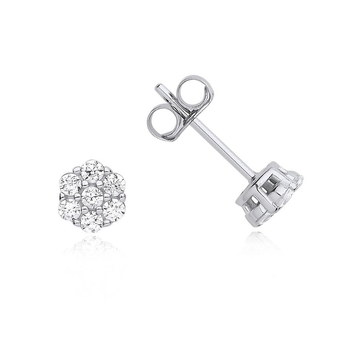Sterling Silver Cluster Stud Earrings