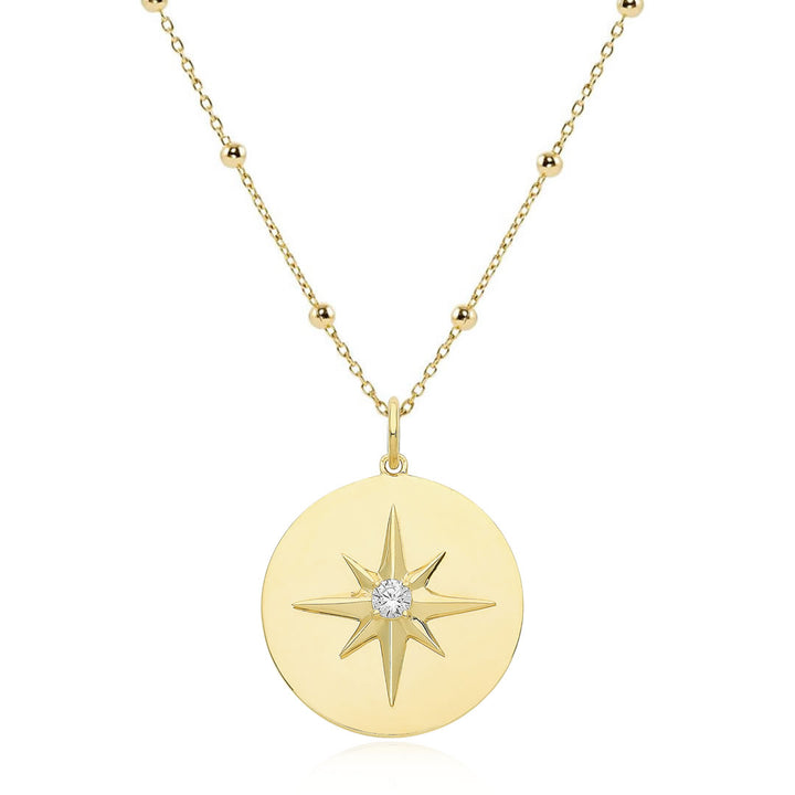 9ct Gold North Star Disc Pendant