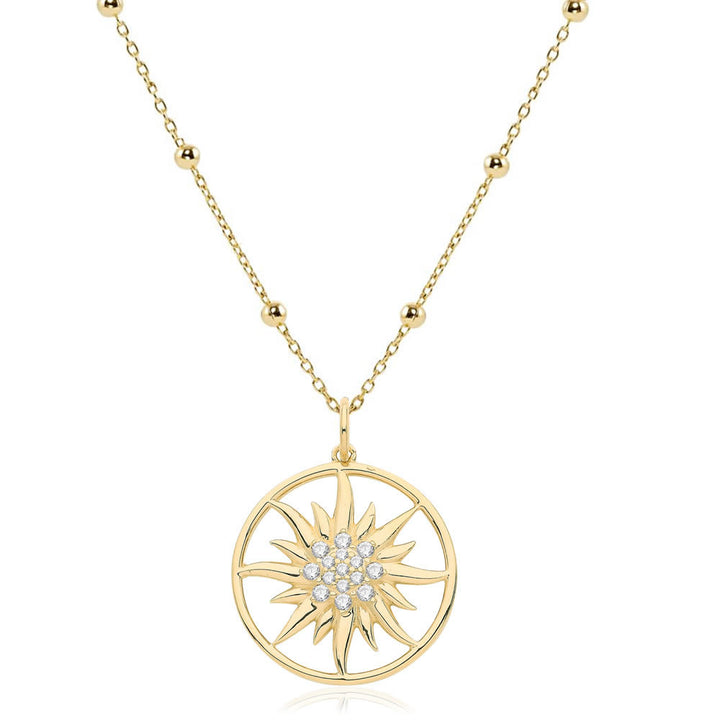 9ct Gold Rising Sun Disc Pendant