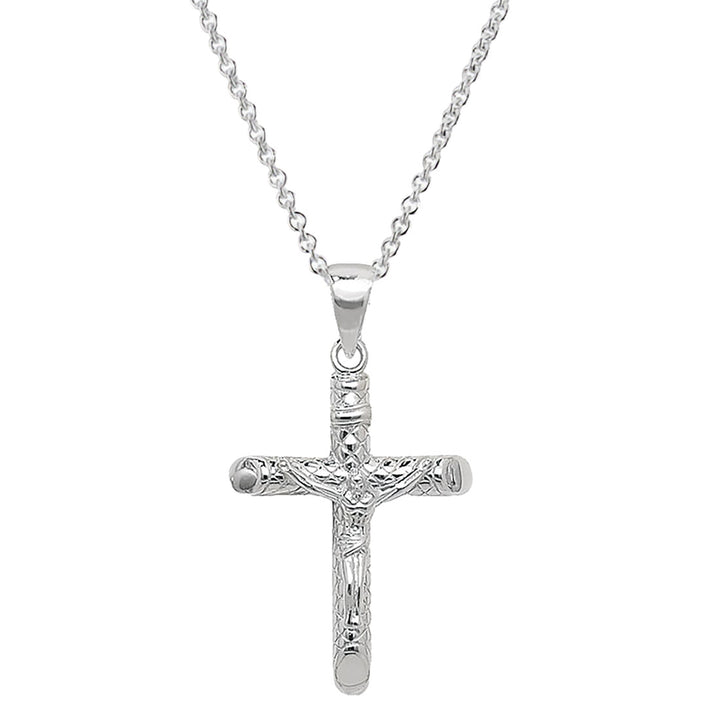 Men's Solid Silver Crucifix Cross Necklace
