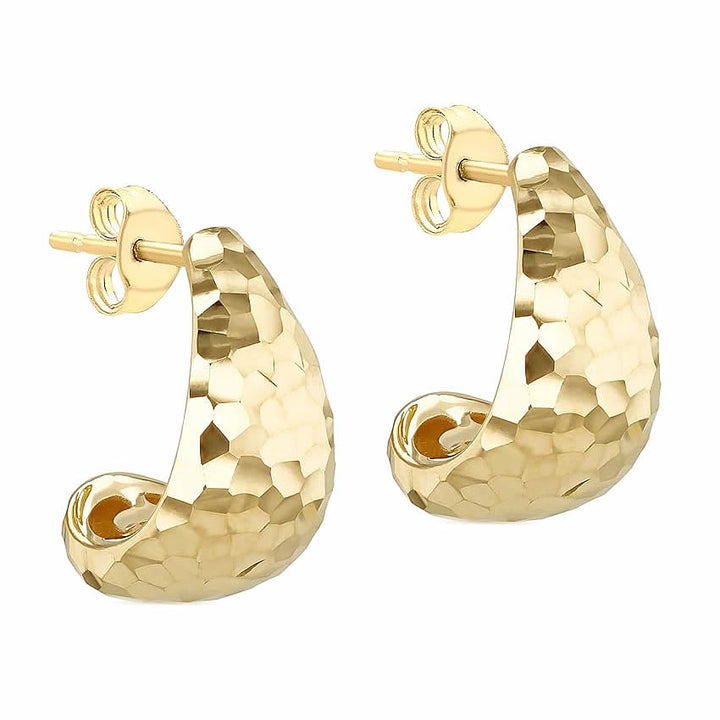 9ct Gold Diamond-Cut Curve Earrings