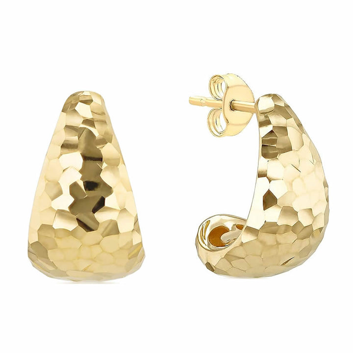 9ct Gold Diamond-Cut Curve Earrings