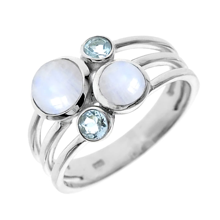 Silver Moonstone & Blue Topaz Bubble Ring