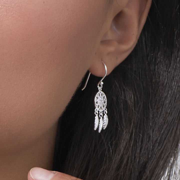 Sterling Silver Dream Catcher Earrings