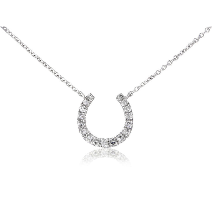 9ct White Gold Diamond Horseshoe Pendant