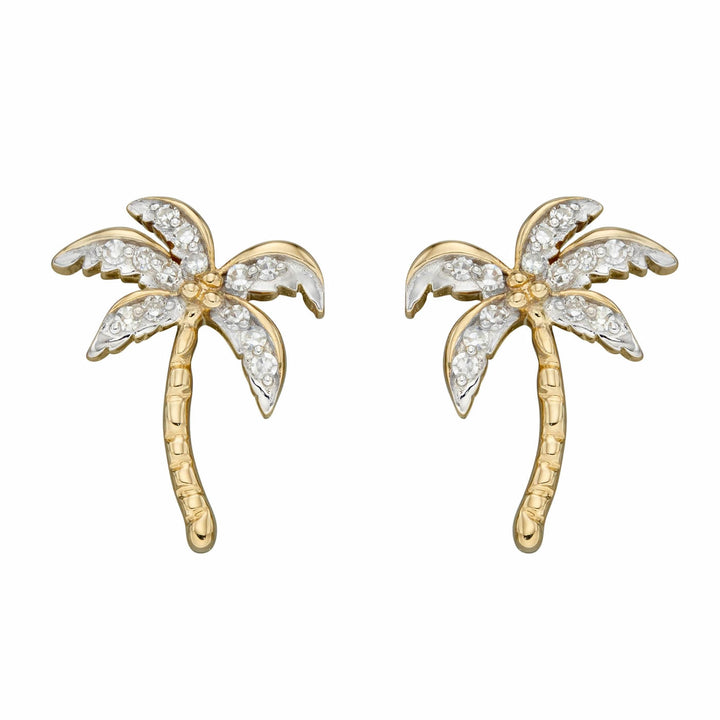 9ct Gold Diamond Palm Tree Earrings