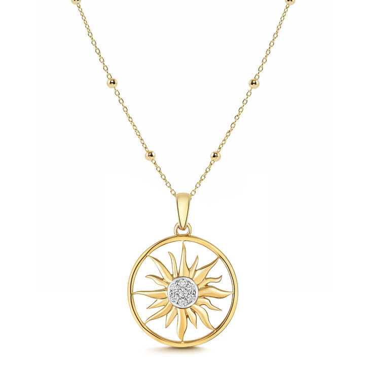 9ct Gold Diamond Sun Disc Pendant