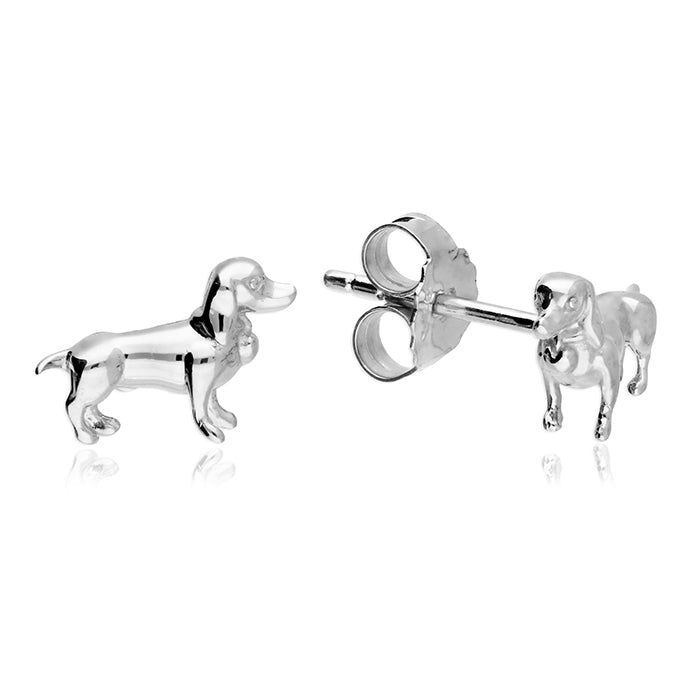 Sterling Silver Dachshund Stud Earrings Bijou Jewellery