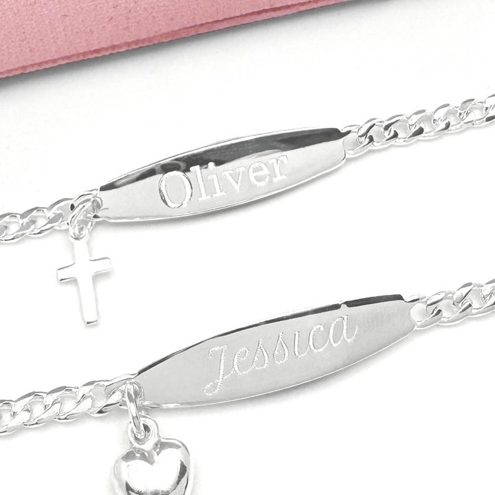 Children's Silver Personalised Heart Charm Bracelet
