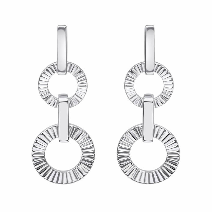 Sterling Silver Diamond-Cut Circle Drop Earrings