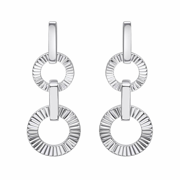 Sterling Silver Diamond-Cut Circle Drop Earrings